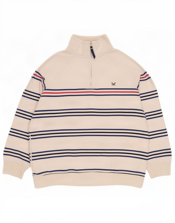 Crew Clothing Γυναικεία φούτερ με φερμουάρ Jumper UK 14 Large White ριγέ