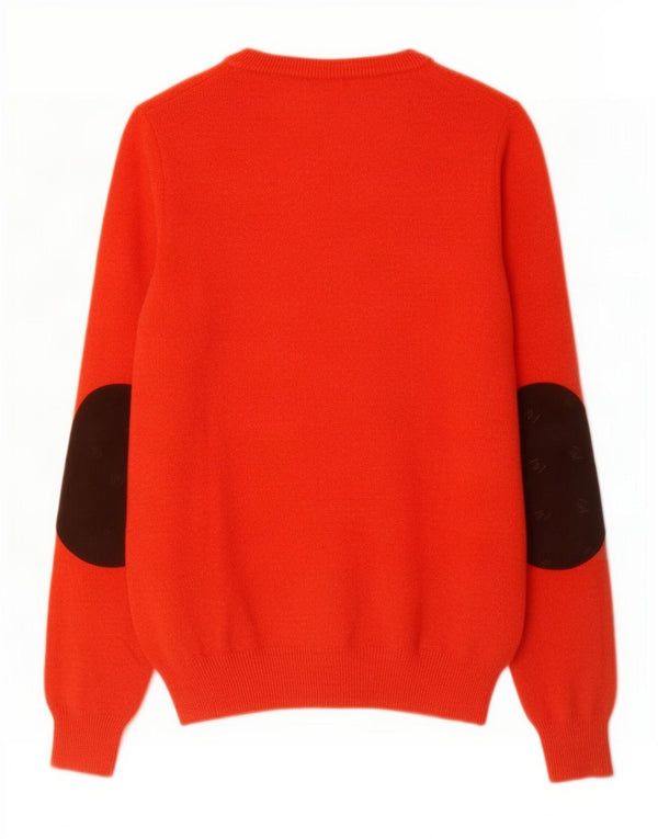 Maglione Fay per ragazzi con scollo a V, 11-12 anni, in lana vergine color block arancione