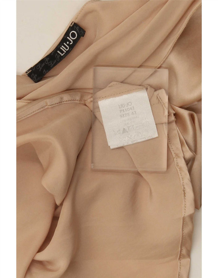 Liu Jo Womens Blouse Top IT 42 Medium Beige Colourblock Silk