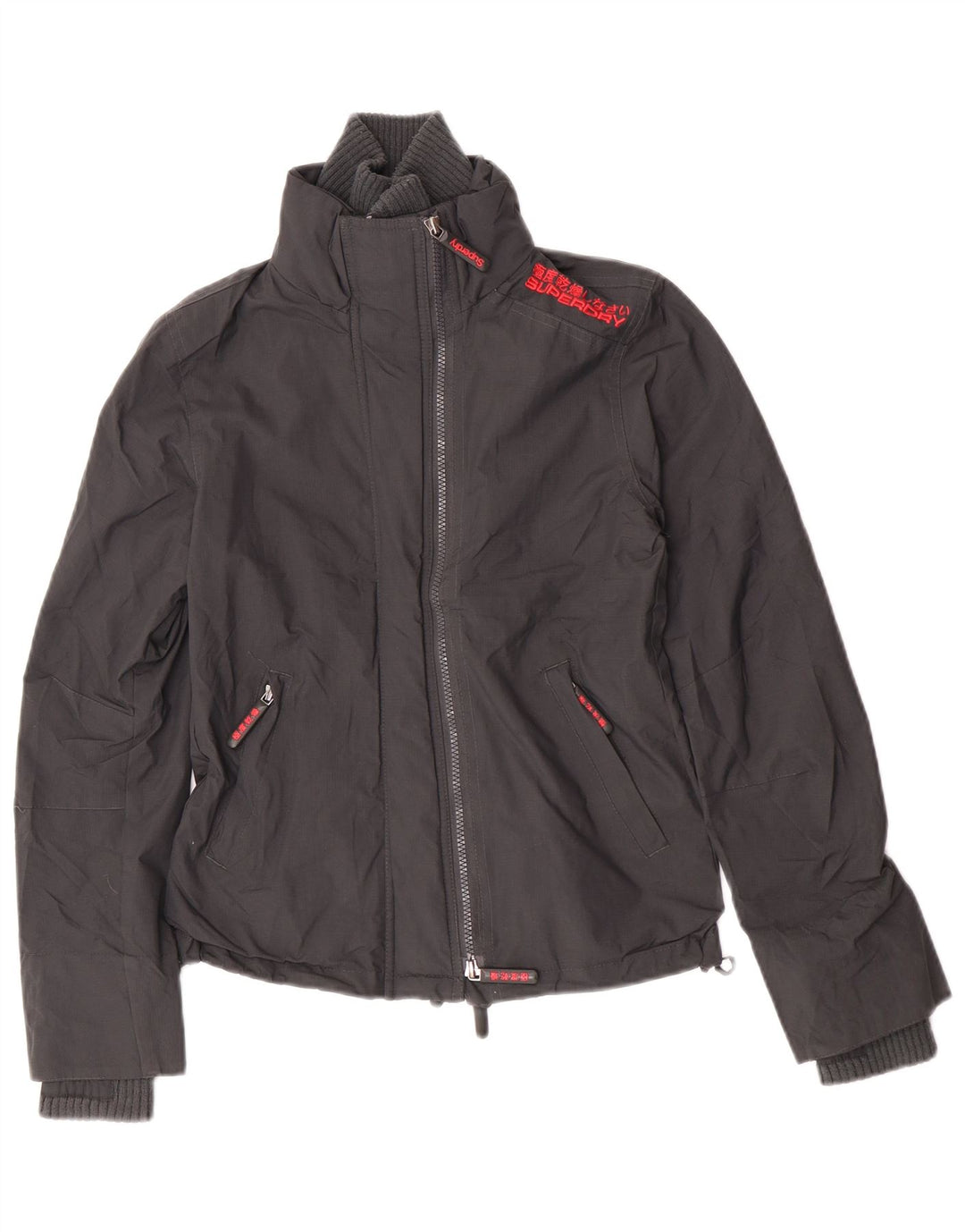 Superdry Grafisk regnjakke til kvinder UK 10 Lille grå nylon