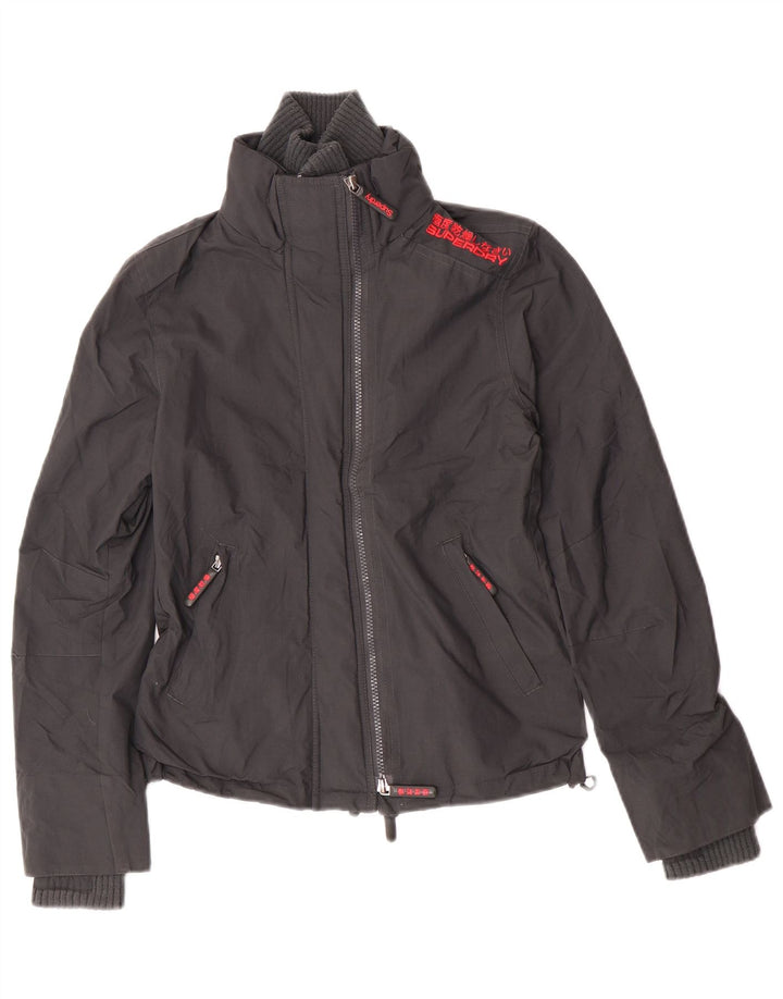 Superdry Grafisk regnjakke til kvinder UK 10 Lille grå nylon