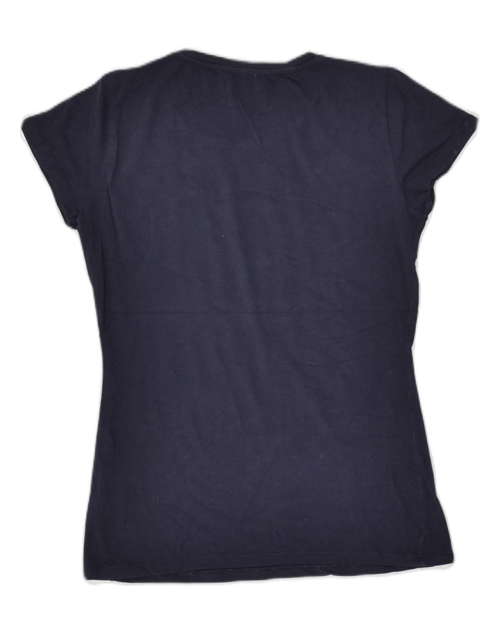 LIU JO Womens Graphic T-Shirt Top UK 10 Small Navy Blue Cotton | Vintage Liu Jo | Thrift | Second-Hand Liu Jo | Used Clothing | Messina Hembry 