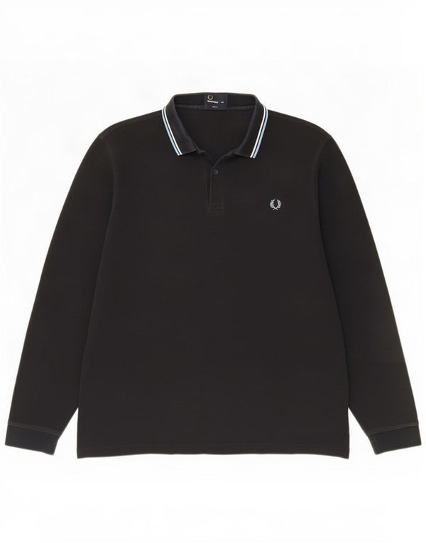 Polo da uomo slim fit a maniche lunghe Fred Perry 2XL a righe blu navy