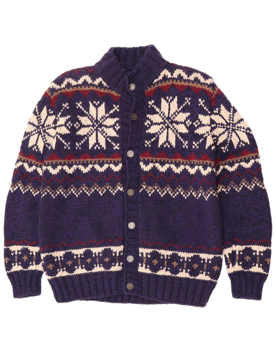 Vintage herre cardigan sweater Medium Blue Fair Isle