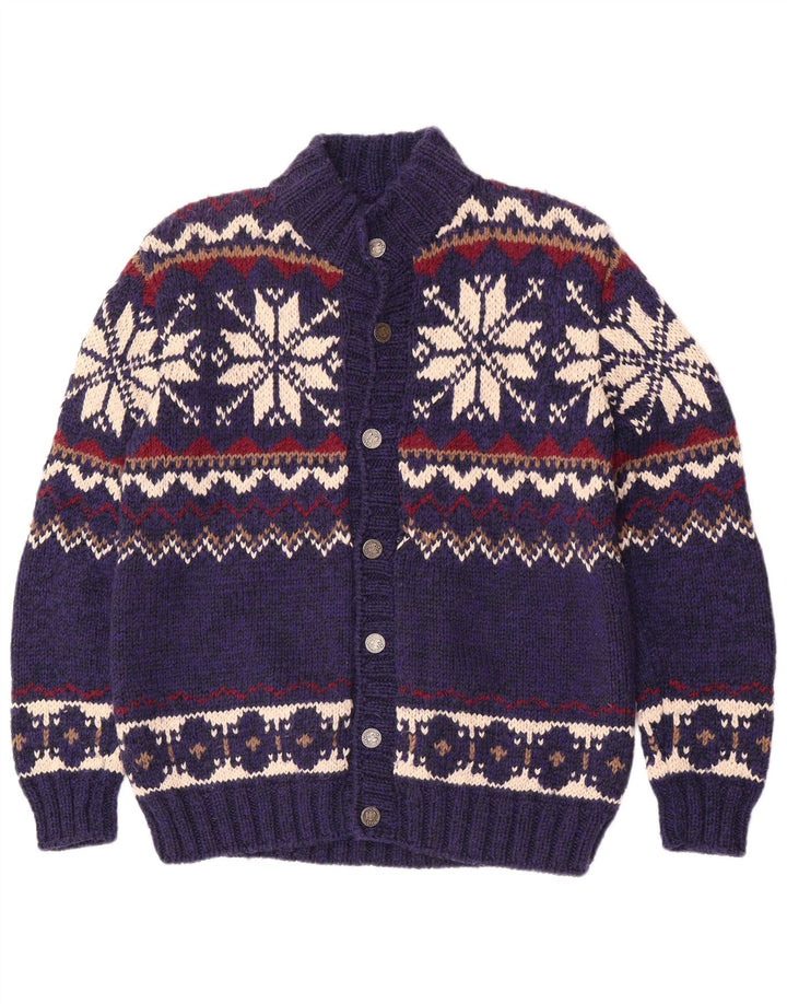 Vintage herre cardigan sweater Medium Blue Fair Isle
