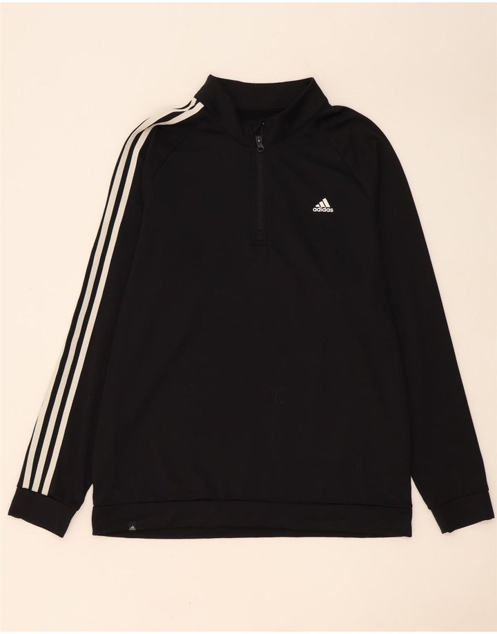 Adidas Mens Zip Neck Sweatshirt Jumper Large Black Polyester