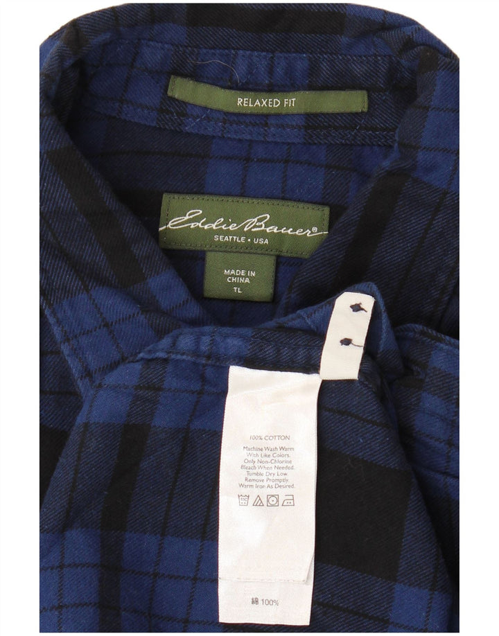 Eddie Bauer Chemise haute en flanelle pour homme, coupe décontractée, grands carreaux bleu marine