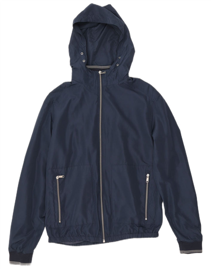 Giubbotto bomber con cappuccio da uomo Zara UK 38 poliestere medio blu navy