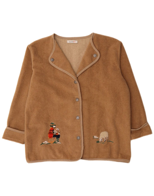 Vintage Damen grafische übergroße Blazerjacke UK 18 XL Beige Wolle