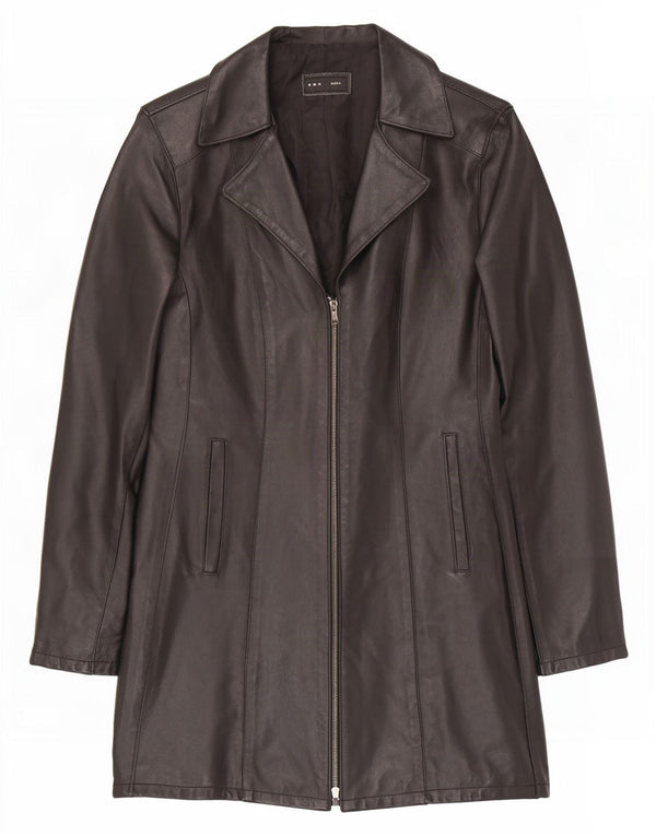 Sasch Damen Ledermantel UK 12 Medium Schwarz
