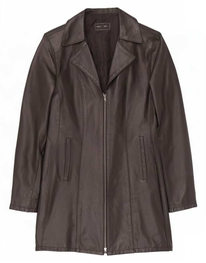 Sasch Womens Leather Coat UK 12 Medium Black