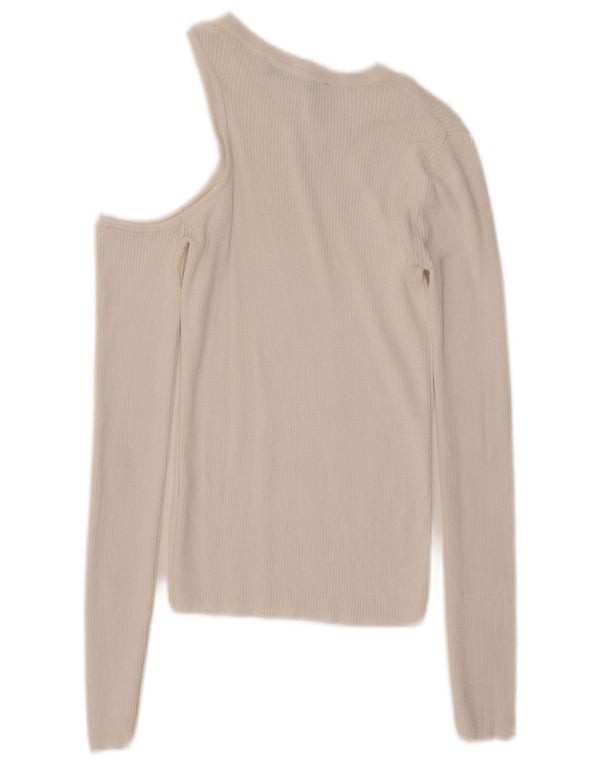Zara Dame Langærmet One Shoulder Top UK 8 Small White