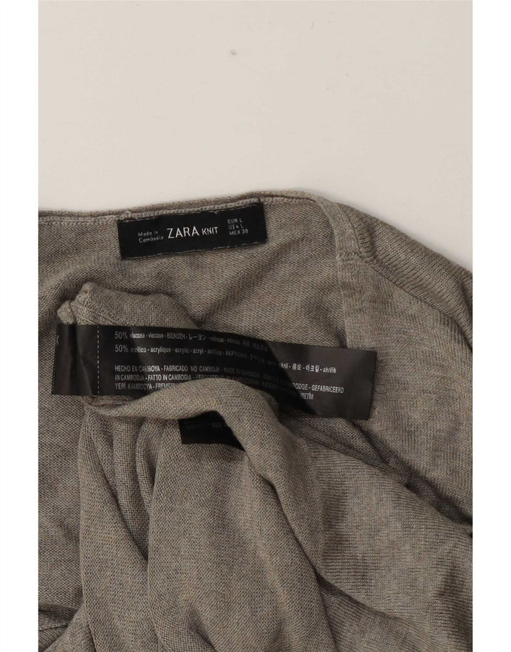 Top Zara da donna a maniche lunghe UK 16 grande in viscosa grigia