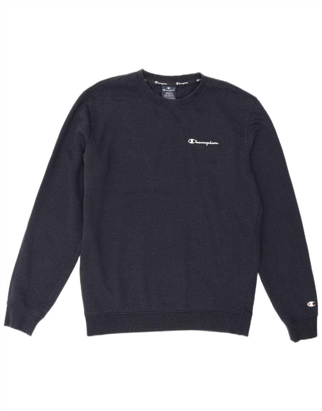 CHAMPION Mens Graphic Sweatshirt Jumper Small Navy Blue Cotton