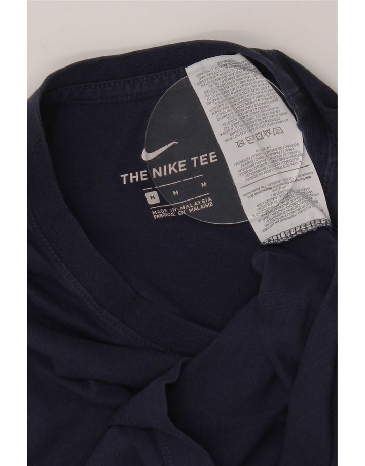 Nike T-shirt top til kvinder UK 14 Medium marineblå bomuld