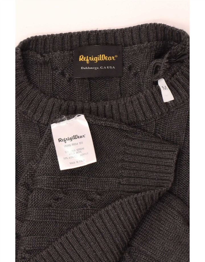 Damski sweter z okrągłym dekoltem Refrigiwear Średni szary z dziewiczej wełny