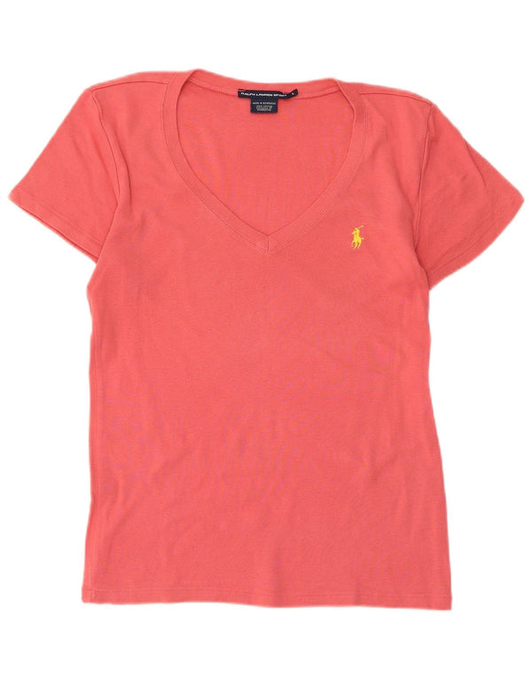 Ralph Lauren Dame T-Shirt Top UK 14 Stor Pink Bomuld