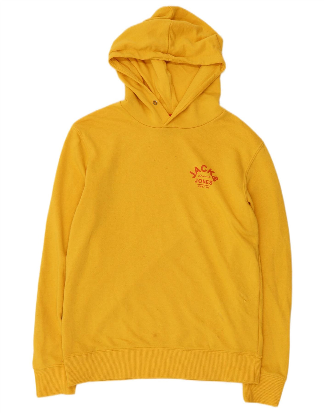 JACK & JONES Mens Hoodie Jumper Small Yellow Polyester