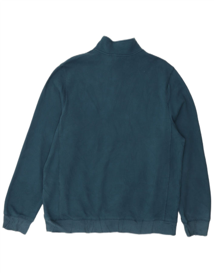 IZOD Mens Zip Neck Sweatshirt Jumper Medium Blue Cotton