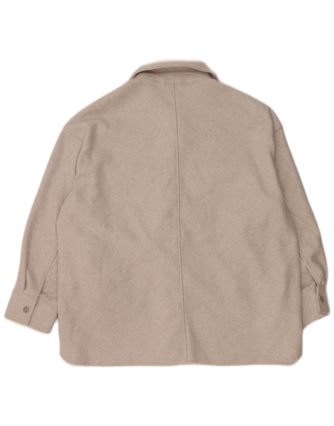 Zara Womens Oversized Shacket Fleece Shirt UK 16 Large Grey Polyester