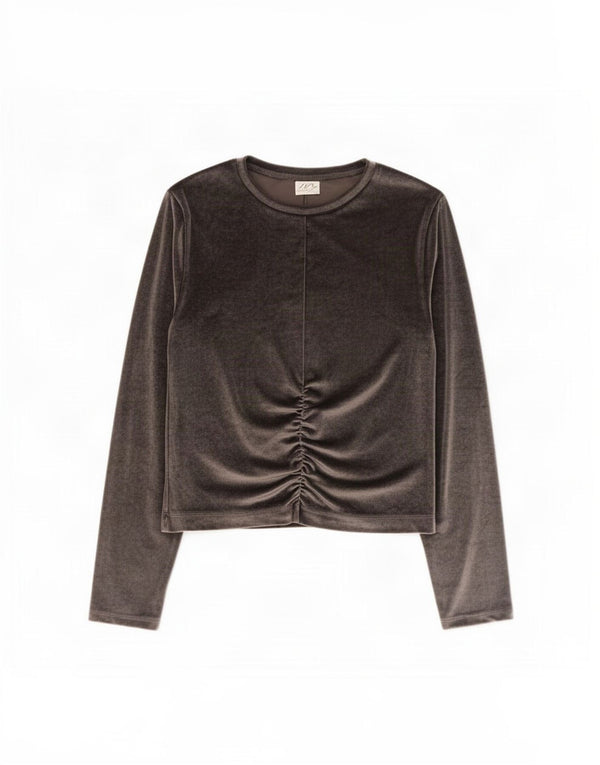 Zara Girls Velour Top Langærmet 13-14 År Sort Polyester