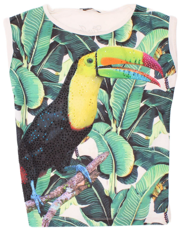 Liu Jo Grafik-T-Shirt für Mädchen, 9–10 Jahre, grün, Blumenmuster, Festival