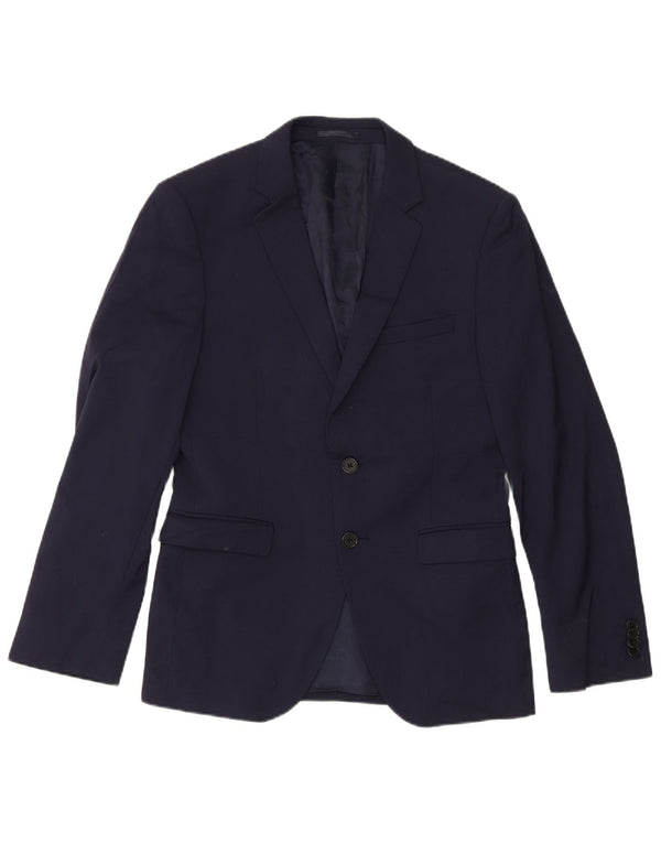 Jaqueta blazer masculina Dkny Slim Fit 2 botões Reino Unido 38 lã azul marinho médio