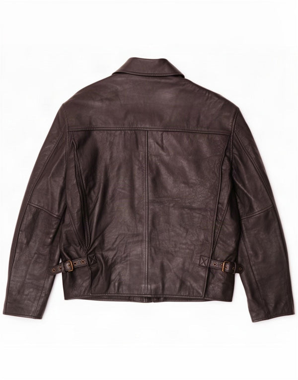 Chaqueta de cuero vintage para hombre IT 48 Medium Black