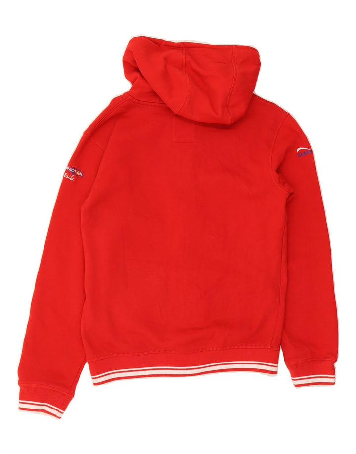 WILSON Mens Graphic Zip Hoodie Sweater Medium Red Cotton Vintage Wilson and Second-Hand Wilson from Messina Hembry 
