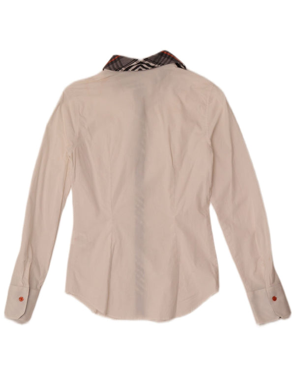 Naracamicie Womens Shirt US 0 XS White Check Cotton