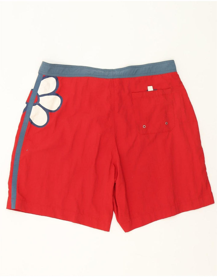 Guru Mens Graphic Swimming Shorts Large Red Colourblock
