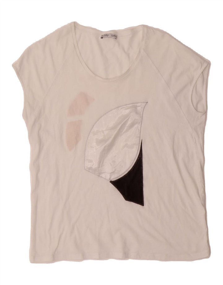 ZARA Womens T-Shirt Top UK 10 Small White Vintage Zara and Second-Hand Zara from Messina Hembry 