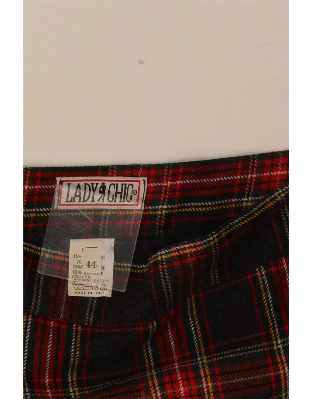 Vintage kvinders blyantnederdel IT 44 Medium W28 sort plaid polyester