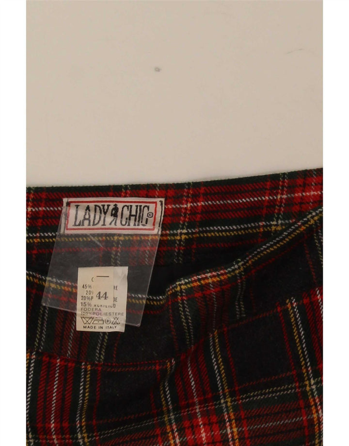 Vintage kvinders blyantnederdel IT 44 Medium W28 sort plaid polyester