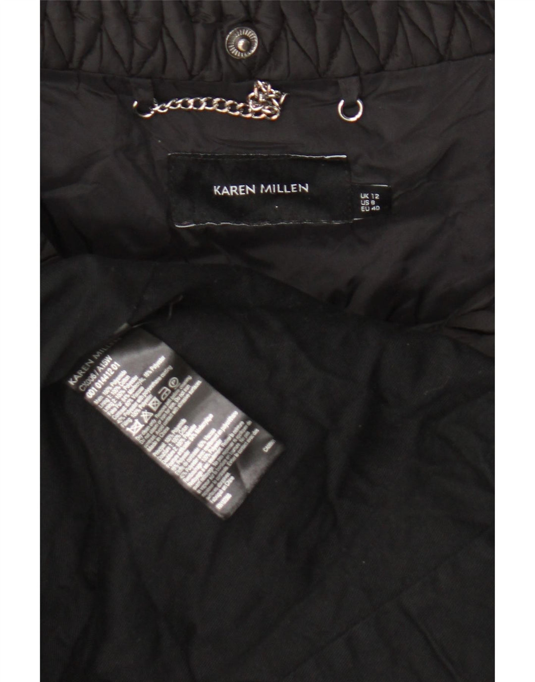 Karen Millen Womens Padded Coat UK 12 Medium Black Polyamide