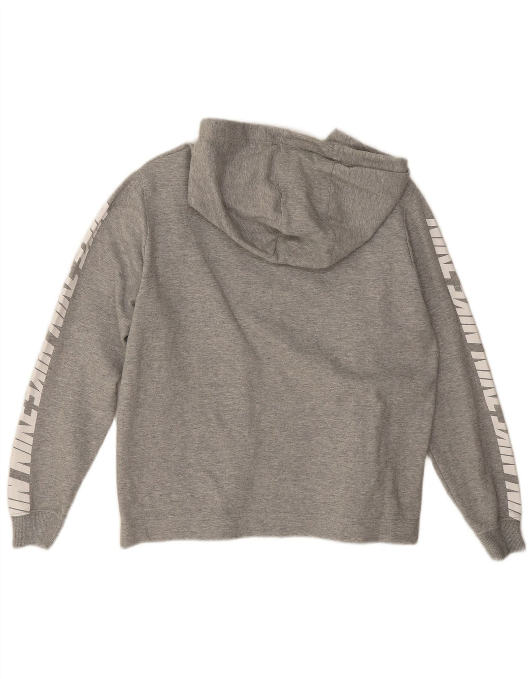 Nike Womens Graphic Oversized Hoodie Jumper UK 14 Medium Grey Cotton
