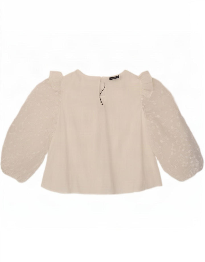 Zara Womens 3/4 Sleeve Blouse Top UK 14 Large White Viscose