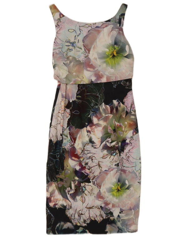 Coast Womens Ærmeløs Skede Kjole UK 8 Small Multicolored Floral Cotton