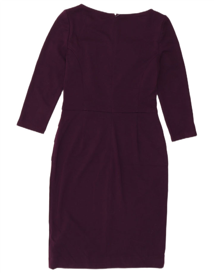 Chaps Womens 3/4 Sleeve Sheath Dress US 4 Small Purple Polyester