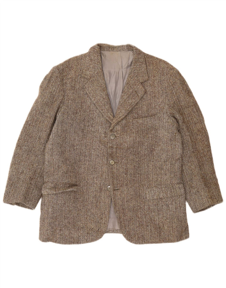 Jachetă pentru bărbați Harris Tweed, cu 3 nasturi, UK 38, gri mediu, în oase