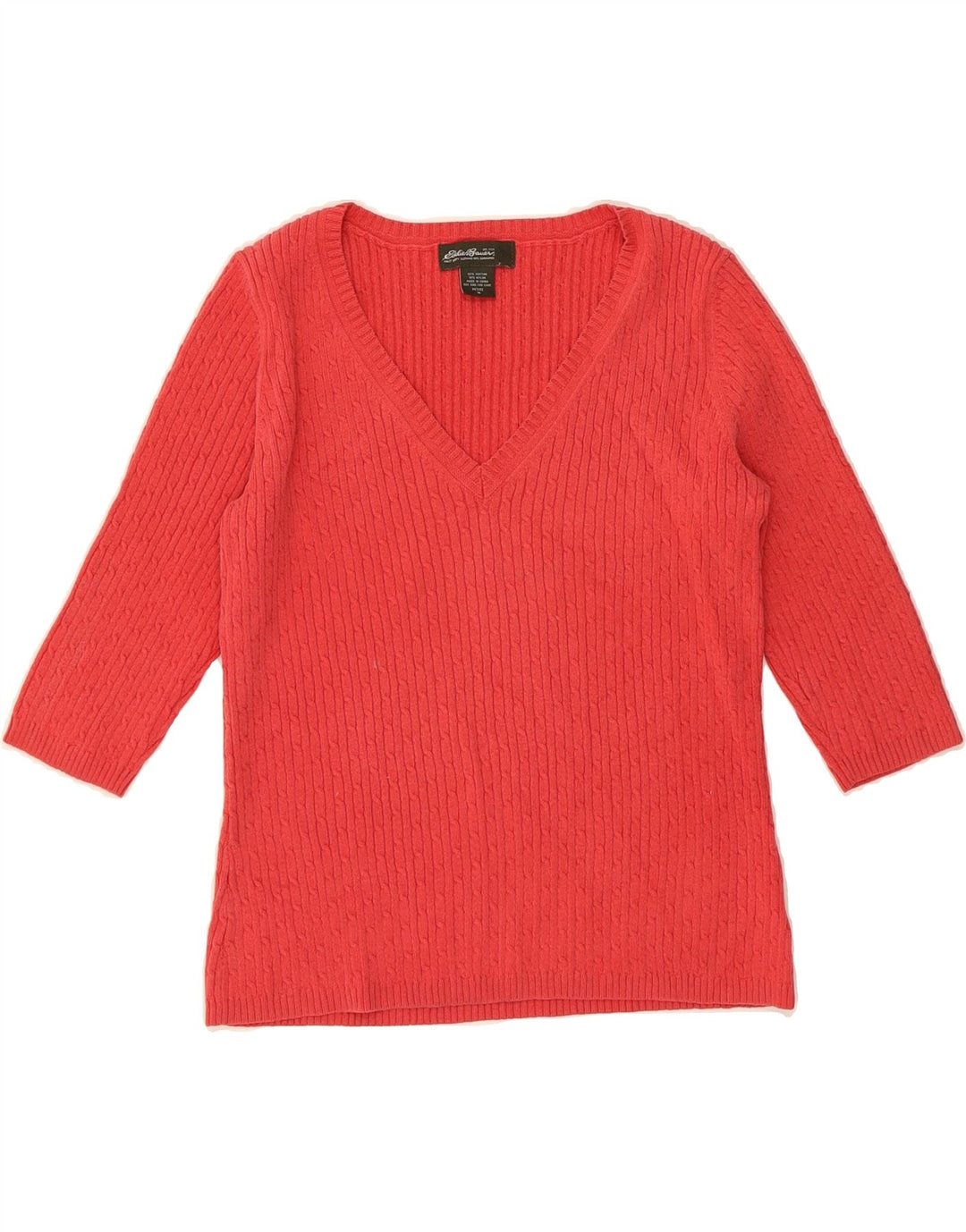 EDDIE BAUER Womens Petite V-Neck Jumper Sweater UK 12 Medium Red Vintage Eddie Bauer and Second-Hand Eddie Bauer from Messina Hembry 