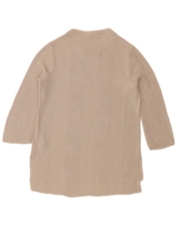 Hugo Boss Womens Longline Boat Neck Jumper Sweater UK 16 Large Beige