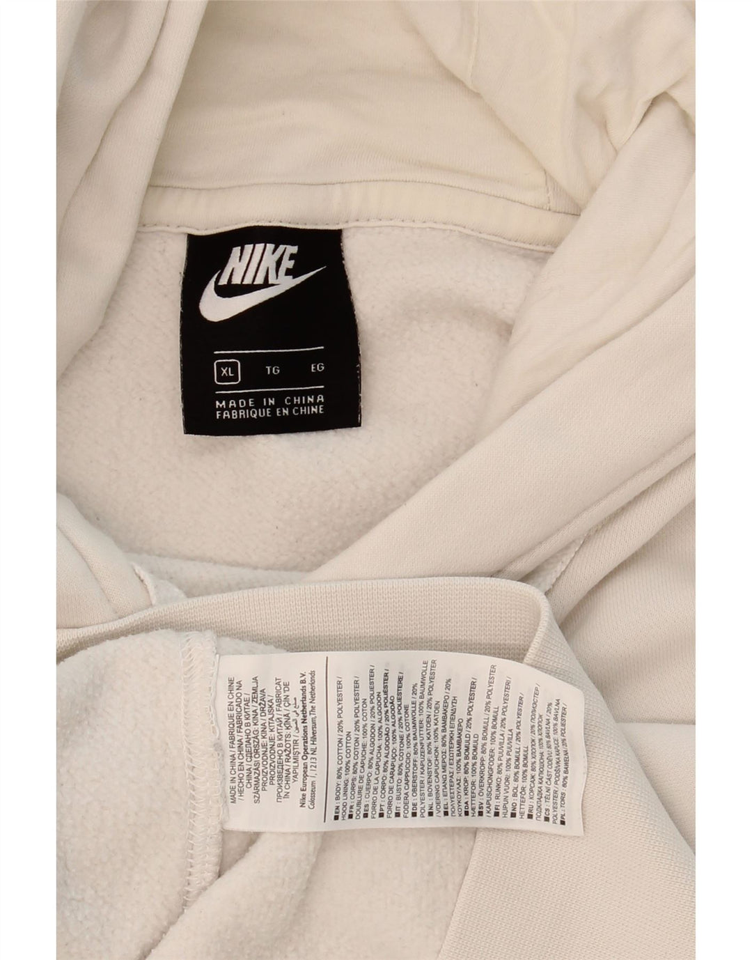 NIKE Mens Hoodie Jumper XL White Cotton Vintage Nike and Second-Hand Nike from Messina Hembry 