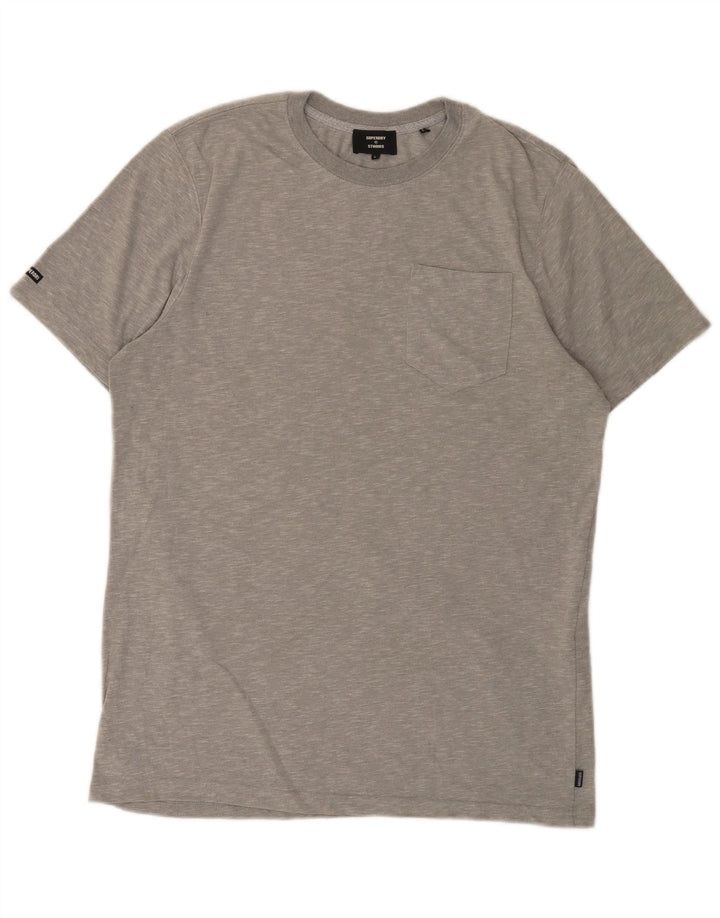 T-shirt da uomo Superdry Top grande in cotone chiazzato grigio