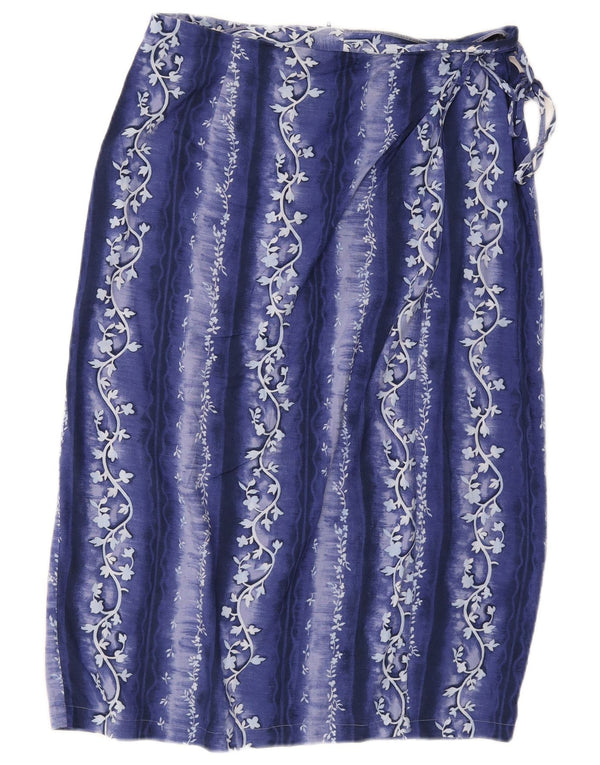 Vintage mujer abrigo falda Reino Unido 18 XL W30 azul floral