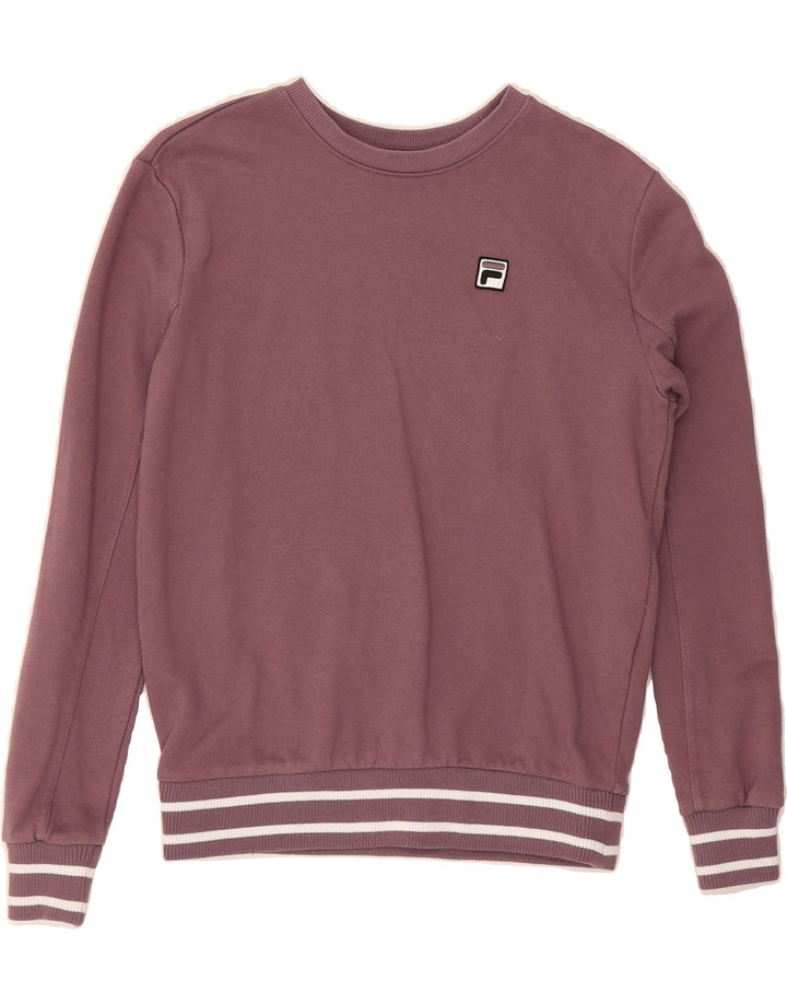 FILA Womens Oversized Sweatshirt Jumper UK 6 XS Purple Cotton Vintage Fila and Second-Hand Fila from Messina Hembry 