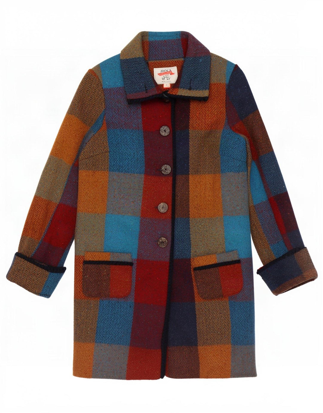 Avoca Womens Oversized Overcoat UK 1 2XS Multicoloured Check Wool