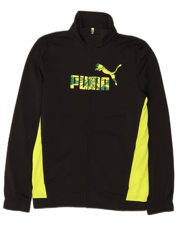 Puma Boys Graphic Tracksuit Top Jacket 11-12 Years Black Colourblock