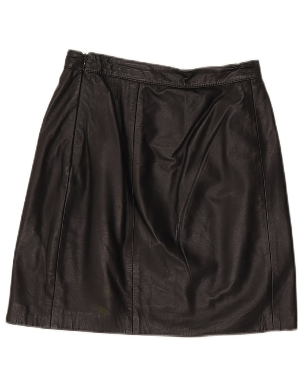Mini gonna in pelle vintage da donna W24 XS nera