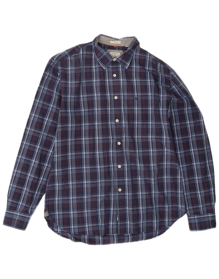Dockers Mens Fitted Shirt Large Navy Blue Check